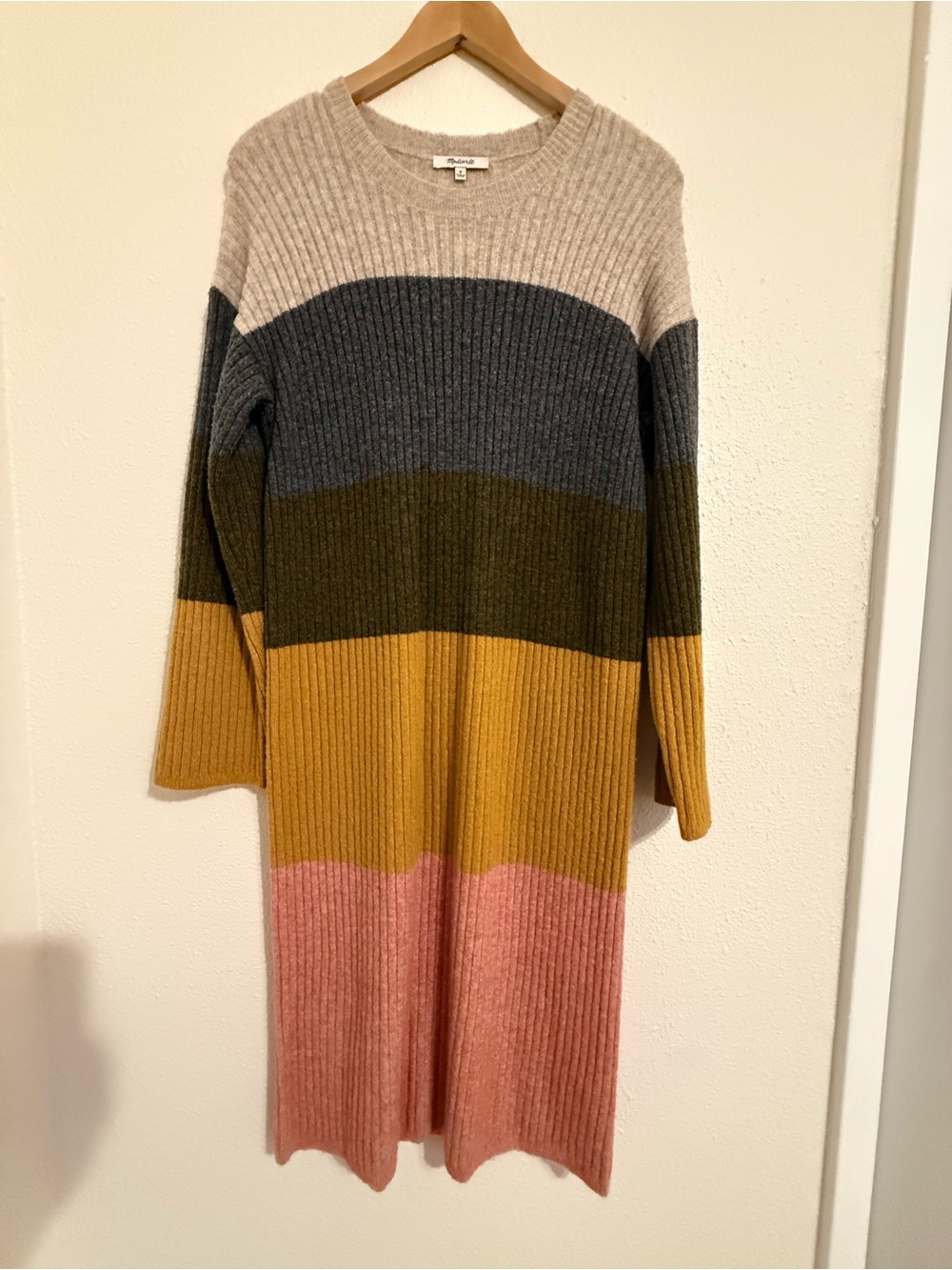 Madewell Striped Rib-Knit Colorblock Sweater Dress - Multi
